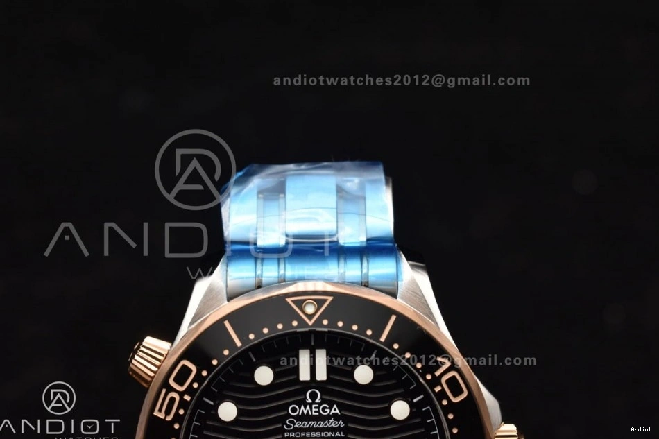 Ceramic A8800 Edition RG Seamaster Best Black SS on VSF Bracelet SS Black Diver Dial 300M 1:1 0104